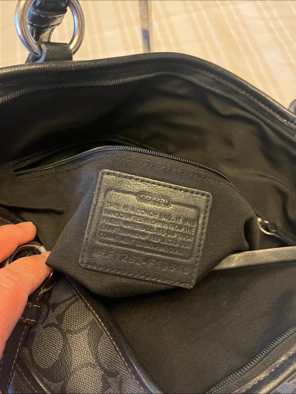 Coach Gray/Black Signature Tote